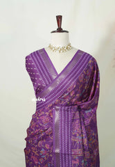 Lavender Purple - Silky Georgette with Jamdani Prints and Kantha Stitch Border - Best for Regular Wear | Casual Wear
