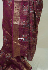 Winered - Soft and Silky Georgette with Zari Emboss Weaving with Border - Best for Office Wear