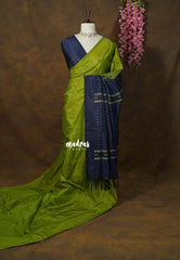 Sap Green - Sinamika Vegan Silk Chinnala Pattu Stripes Weaving with Buttas - Perfect for Festive Wear