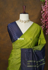 Sap Green - Sinamika Vegan Silk Chinnala Pattu Stripes Weaving with Buttas - Perfect for Festive Wear