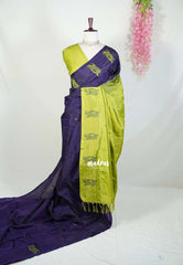 Midnight Purple - Sinamika Vegan Silk Chinnala Pattu Thread Weaving Border - Perfect for Festive Wear
