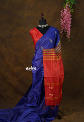 Rich Navy Blue - Sinamika Vegan silk Chinnala pattu with blouse - Perfect for Festive Wear