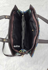 Multicolor - Trendy Ajrakh single partition handbag / office bag - MS7 Brand