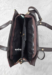 Multicolor - Trendy Ajrakh single partition handbag / office bag - MS7 Brand