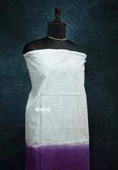 White and Purple - Sithara – Embroidery Gradient Semi Tussar