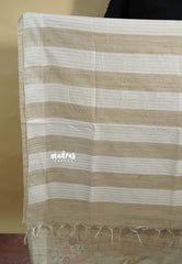 Sithara - Semi Tussar saree with rose full embroidery - Jute beige