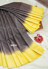 Sithara - Semi Tussar saree Brown with yellow gradient pattern with thread weaving