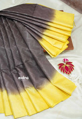 Sithara - Semi Tussar saree Brown with yellow gradient pattern with thread weaving