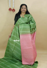 Green - Sithara - Semi Tussar thread weaving body with contrast pallu and blouse