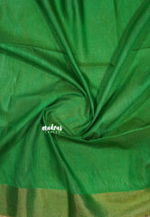Lemon yellow with Fresh green - Sithara - Semi Tussar saree temple and tissue border