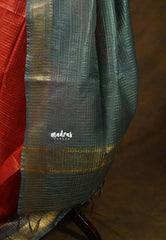 Brick Red - Sithara - Semi Tussar saree gradient pattern with checks body - Best for Festive Wear