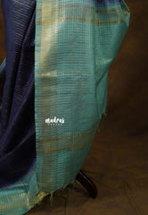 Midnight Blue - Sithara - Semi Tussar saree gradient pattern with checks body - Best for Festive Wear