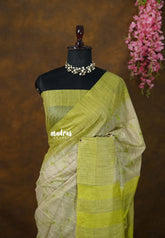 Light Green with jute - Sithara - Semi Tussar saree with gicha texture small embroidery
