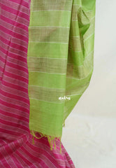 Magenta Pink - Semi Tussar Saree with Gicha Jute Weaving Contrast Pallu and Blouse - Best for Small Functions