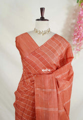 Terracotta - Sithara - Semi Tussar Saree Kota Weaving Fusion Saree - Best for Office Wear | Casual Wear