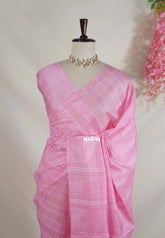 Rose Pink - Sithara - Semi Tussar Saree Kota Weaving Fusion Saree - Best for Office Wear | Casual Wear