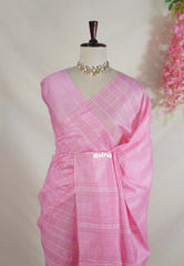 Rose Pink - Sithara - Semi Tussar Saree Kota Weaving Fusion Saree - Best for Office Wear | Casual Wear
