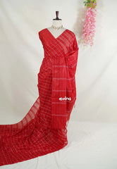 Chilli Red - Sithara - Semi Tussar Saree Kota Weaving Fusion Saree - Best for Office Wear | Casual Wear