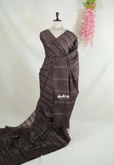 Dark Chocolate Brown - Sithara - Semi Tussar Saree Kota Weaving Fusion Saree - Best for Office Wear | Casual Wear