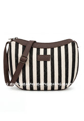 Ivory Cream and Black - MS7 - Most Viral Moon Shape Sling / Jute Shoulder Bag - Best for Office / College / Outtings