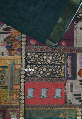 Dark Teal Green - Bharat Darshan Soft linen cotton with Indian Art Motifs