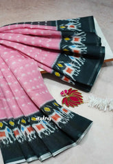 Pink - Soft linen cotton with ikkat prints