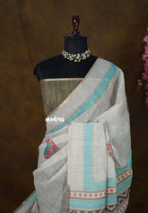 Ivory Halfwhite - Soft linen cotton with Kathak Dancer Prints - Perfect for Office Wear | Corporate wear