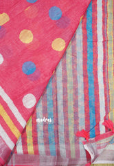 Pink - Soft Linen cotton with polka prints