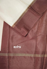 Ivory Beige - Ananya - Soft Mangalore Silk Plain Saree with Skirt Border - Best for Office Wear