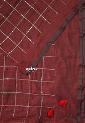 Majestic Maroon - Soft Mul cotton with Jamki work and no Blouse - Perfect for Evening party | Reception | Award function