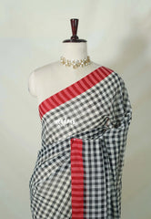 Black and White - Soft Mul cotton with Murberry Checks and No Blouse - Perfect for Office Wear | summer wear | Casual wear