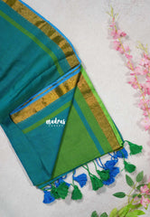 Mint Mojito Duo - Soft Mul cotton with no Blouse Half and Half pattern saree no Blouse - Perfect for Office Wear | summer wear | Casual wear