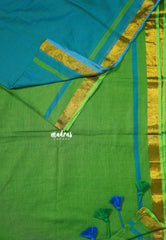 Mint Mojito Duo - Soft Mul cotton with no Blouse Half and Half pattern saree no Blouse - Perfect for Office Wear | summer wear | Casual wear