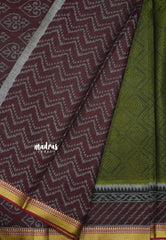 Soft Muslin cotton diamond prints with zari border - sap green