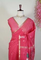Punch Pink - Soft Muslin Silk Saree with Annam Weaving Pallu Small Border | Elegant Office Wear Saree