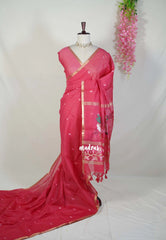 Punch Pink - Soft Muslin Silk Saree with Annam Weaving Pallu Small Border | Elegant Office Wear Saree