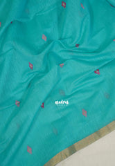 Aqua Green - Soft Muslin Silk Saree with Annam Weaving Pallu Small Border | Elegant Office Wear Saree