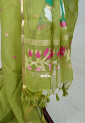 Olive Mehndi Green - Soft Muslin Silk Saree with Annam Weaving Pallu Small Border | Elegant Office Wear Saree