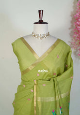 Olive Mehndi Green - Soft Muslin Silk Saree with Annam Weaving Pallu Small Border | Elegant Office Wear Saree
