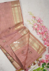Coral Peach - Soft Muslin Silk with Floral Weaving Pallu and Zari Border - Perfect for Office Wear | Summer Wear