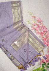 Lilac Lavender - Soft Muslin Silk with Floral Weaving Pallu and Zari Border - Perfect for Office Wear | Summer Wear