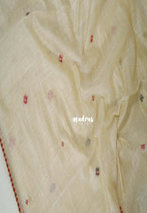 Muted Beige - Soft Muslin Silk Saree Heavy Weaving Pallu and Mirror Work with Lace - Best for Office Wear | Casual Wear