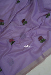 Lavender Glow - Soft Muslin Silk Saree with Lotus Weave & Small Border | Elegant Office Wear Saree