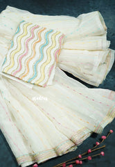 Snow White Charm - Soft organza with embroidery work blouse