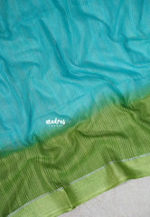 (PRE-BOOKING) Turquoise Blue - Soft Organza silk with stripes weaving with satin border - Perfect for Office Wear | casual wear | Tea party