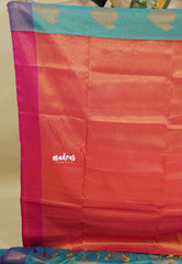 Dual Shade Teal Blue - Kanimozhi - Soft silk with Contrast Pallu and Blouse