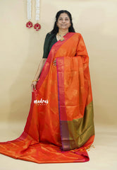 Dual Shade Sunset Orange - Kanimozhi - Soft silk with Contrast Pallu and Blouse