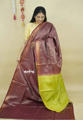 Mild Maroon - Soft Tissue khadi zari Border with buttas - Best for birthday function