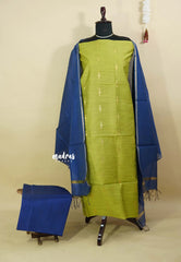 Neon Green - South cotton silk 3 piece salwar suit with zari Highlights