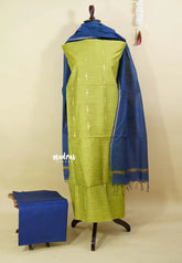Neon Green - South cotton silk 3 piece salwar suit with zari Highlights